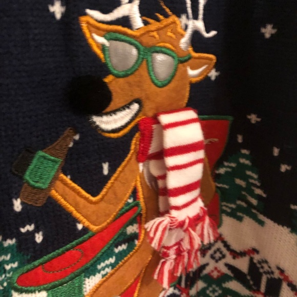 Drinking Reindeer Ugly Christmas Sweater Unisex XL 3D scarves - Picture 8 of 9